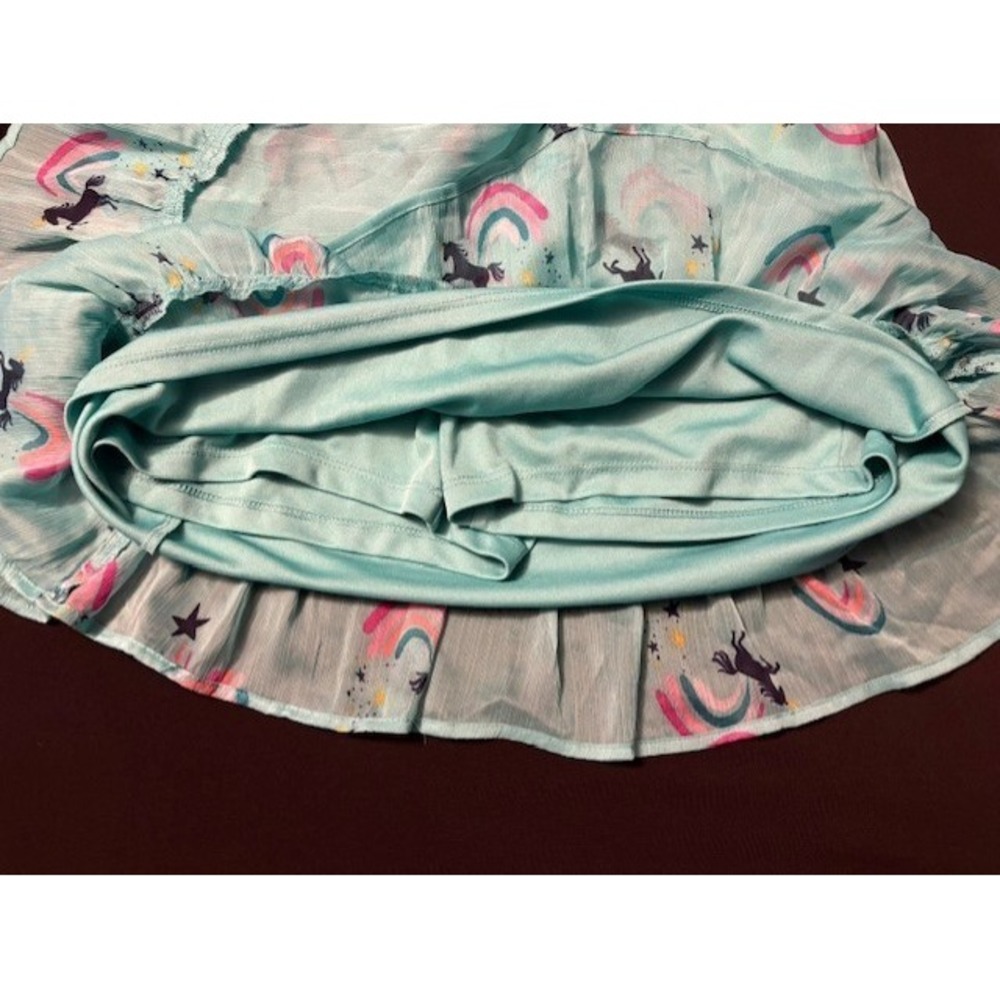 Sonoma girls size 12, unicorn and rainbow themed skirt, teal background - Picture 7 of 7